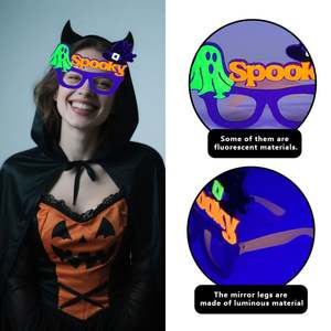 Lunettes d'Halloween phosphorescentes pour enfants, montures néon fantôme et citrouille, accessoires de fête et de photographie pour enfants - Product Image 1