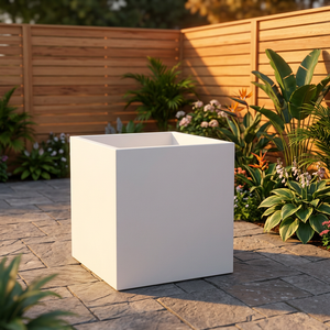 Ensemble de 4 pots cubes en béton fibré pour projets extérieurs dans les restaurants ou la conception paysagère des hôtels - Product Image 5