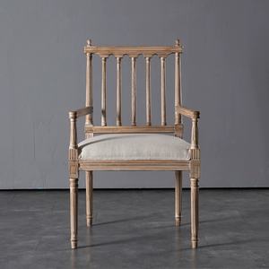 Kursi Makan kain antik Perancis, sandaran kursi belajar kamar tidur restoran gaya Amerika terbuat dari kayu padat rotan - Product Image 4