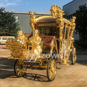 Hermoso <span class=keywords><strong>Carruaje</strong></span> Eléctrico Cubierto <span class=keywords><strong>con</strong></span> <span class=keywords><strong>Caballos</strong></span>, Diseño Europeo Real Antiguo de 4 Ruedas - Product Image 4