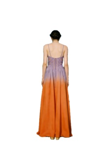 Elegante Abito Lungo con Spalline Sottili in Raso Ombré Lavanda e Ruggine con Ricami in Pizzo, Personalizzabile per Feste Serali - Product Image 3