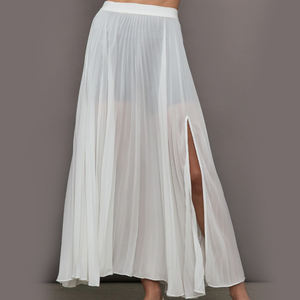 Gonna Lunga Estiva Personalizzata per Ragazze e Donne, Casual, di Buona Qualità, Trasparente, Bianca, in Rete Plissettata - Product Image 3