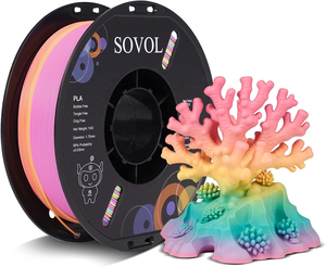 Filament PLA Sovol 3D multicolore mat à changement rapide, dégradé arc-en-ciel, bobine de 1 kg (2,2 lb) pour imprimante 3D - Product Image 2