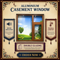Ventana Abatible de Aleación de Aluminio Insonorizada e Impermeable con Triple Vidrio Aislante y Función Antipolvo para Uso Comercial y Residencial