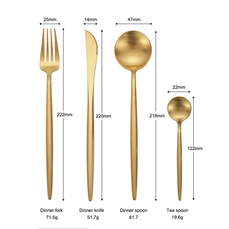 Oro mate-Set de 4 piezas
