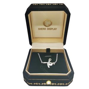 Boîte octogonale en velours noir de luxe coffret cadeau complet emballage de bijoux boîte de bague collier bracelet boucle d'oreille bracelet - Product Image 1