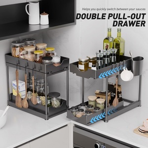 Organisateurs et rangement en métal à 2 niveaux sous l'évier de <span class=keywords><strong>cuisine</strong></span>-Avec 4 crochets et un organisateur en métal sous l'évier - Product Image 6