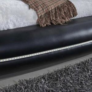 Elegante <span class=keywords><strong>Letto</strong></span> con Testiera Rotonda Nera di Foshan, Struttura <span class=keywords><strong>Letto</strong></span> King Size con Luci LED - Product Image 4