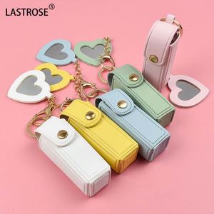 Portable PU Leather Lipstick Bag Creative <b>Small</b> Cosmetic <b>Mirror</b> Keychain Hanging Accessories for Makeup Tool Unique Gift Idea - Product Image 5