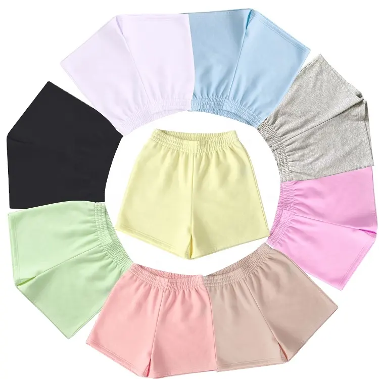 2021 Sommer elastische Taille neues Design Keine Tasche Einfache Süßigkeiten helle Farbe hoch taillierte Shorts Frauen Baumwoll shorts