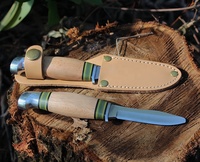 Gravierbares Buchenholzgriff-Messer mit Rundspitze, Feststehende Klinge, Schnitzmesser, Camping-Geradmesser, Sicherheits-Scoutmesser für Kinder