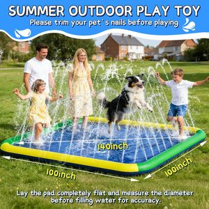 Tapis d'arrosage carré de 100 pouces, grand format, antidérapant, pour les familles et les animaux domestiques, jeux aquatiques d'été dans la cour - Product Image 5