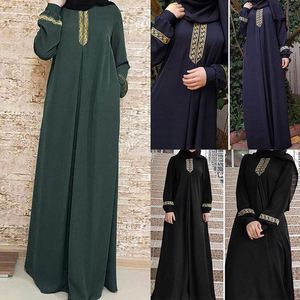 Robe longue décontractée musulmane K385 à manches longues, grande taille, Abaya Jilbab, robe maxi, robes musulmanes et Abaya pour femmes, grande taille - Product Image 2