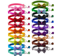 Fournitures pour animaux de compagnie, collier couleur bonbon imprimé de points, nœud papillon réglable, pour chiot, petit chien et chat