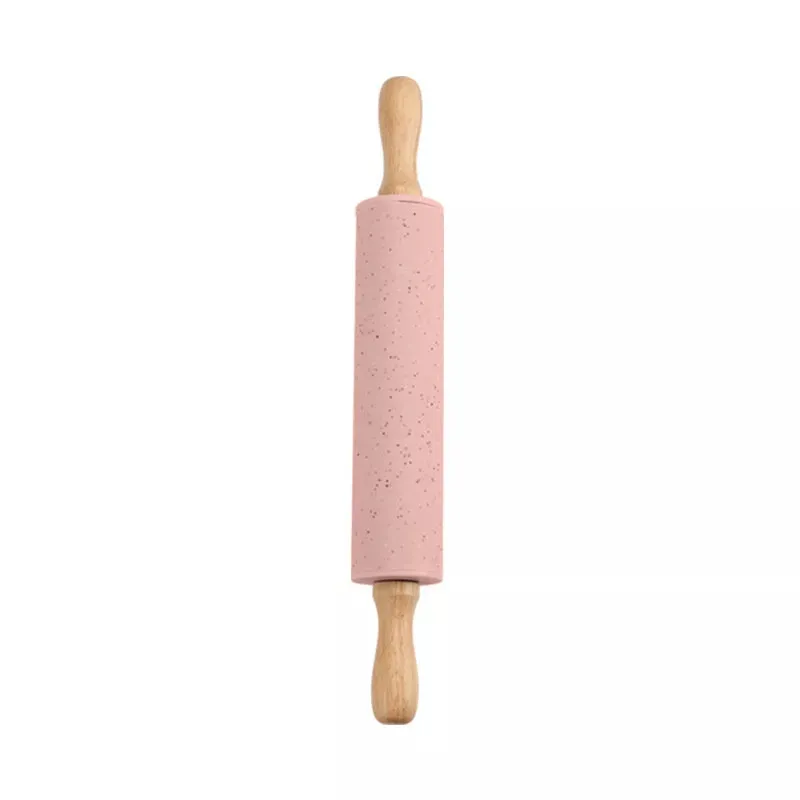Non-Stick Silicone Rolling Pin Kitchen Pastry Tools Kitchen Wooden Handle Dough Roller Rollers Baking Accessories