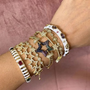 BD-L1548 Amazing Enamel Colorful Cz Pave <b>Bangle</b> Bracelet 18k Gold Plated Big Zircon Pave Cuff <b>Bangle</b> for Women's Fine Jewelry - Product Image 4