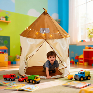 Tente de jeu intérieure pour enfants en tissu Oxford, style <span class=keywords><strong>yourte</strong></span> indienne, avec motif petit ours, pour garçons et filles, vente en gros transfrontalière - Product Image 1