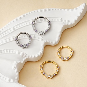 Anillo de Nariz de Titanio ASTM-F136 con Circonita Cúbica 5A, Piercings para <span class=keywords><strong>Tragus</strong></span> y Hélix, Joyería Corporal (Unisex) - Product Image 3
