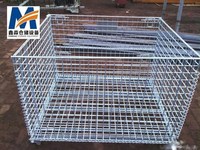 Mracking Entrepôt Stockage Pliable Cage à palettes en métal Chariot Heavy Stackable Security Wire Mesh Steel Rolling Container Cage
