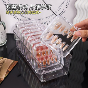 Transparent Nail Art Storage Box Rectangle Flip Top Desktop Display Case Jewelry Organizer Covered Finish Product Packaging - Product Image 5