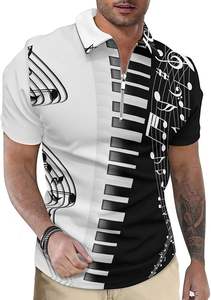 Polo de golf coupe ajustée décontracté pour homme Tops à fermeture éclair à manches courtes Caractéristique séchage rapide Tissu en soie Taille XL Technique légère rayée - Product Image 5