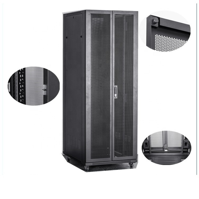 19-Inch Perforated Vented Front & Rear Door 42U Server Racks with Cooling Fans Cable Entry on Top & Bottom in Stock