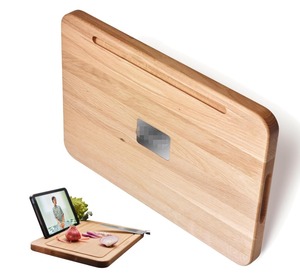 100% planche à découper en <span class=keywords><strong>bois</strong></span> de chêne et plateau de lit planche à découper en <span class=keywords><strong>bois</strong></span> de cuisine avec support pour <span class=keywords><strong>tablette</strong></span> et apéritifs - Product Image 2