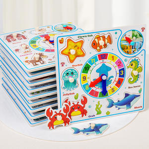 Juguete Educativo <span class=keywords><strong>de</strong></span> Madera para Niños, Pizarra <span class=keywords><strong>de</strong></span> Doble Cara con Formas para Reconocer y Combinar, Borrable, Venta al Por Mayor - Product Image 1