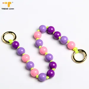 Customized Pearl Beads Handmade Acrylic Cell Phone Necklace Fashion Design phone Charms Cute For Iphone 12 13 14 15