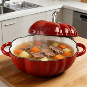 Casserole <span class=keywords><strong>en</strong></span> <span class=keywords><strong>fonte</strong></span> émaillée <span class=keywords><strong>en</strong></span> forme de tomate, multifonctionnelle, anti-taches et facile à nettoyer, <span class=keywords><strong>faitout</strong></span> - Product Image 2