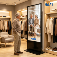 Pantalla Inteligente Android HRAY de 65 Pulgadas, 178 Grados, 60Hz, 50000 Horas de Vida Útil, Apta para Promoción de Ropa, OEM/ODM Disponible
