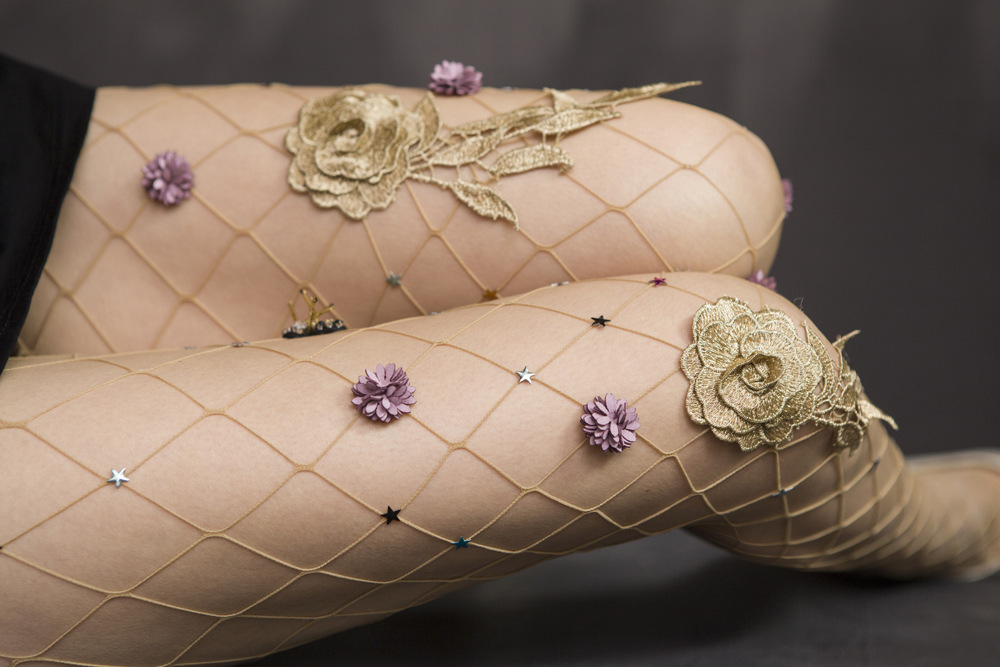 flower fishnet stocking