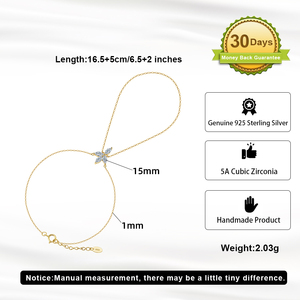 Anillo de Plata de Ley 925 <span class=keywords><strong>con</strong></span> Baño de Oro de 14k y Circonita Cúbica, Pulseras de Cadena de Eslabones Apilables, Éxito de Ventas en Tiktok, RINNTIN APV01 - Product Image 2