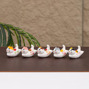 <span class=keywords><strong>Porte</strong></span>-baguettes en céramique Lande, animal de compagnie en forme de fleur de style japonais, <span class=keywords><strong>chat</strong></span> qui court, décoration de voiture artisanale mignonne - Product Image 2