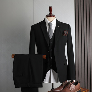 <span class=keywords><strong>Traje</strong></span> de Boda Casual de Negocios de <span class=keywords><strong>Tres</strong></span> <span class=keywords><strong>Piezas</strong></span> <span class=keywords><strong>Azul</strong></span> <span class=keywords><strong>Marino</strong></span> de Alta Calidad para Hombre, Cierre de Cremallera de Una Sola Fila, Transpirable, de Viscosa No Tejida a Rayas - Product Image 4