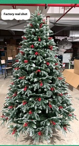 SEASON PE PVC Mezcla Pino blanco y fruta Decoración de árbol de Navidad <span class=keywords><strong>rojo</strong></span> 180cm Forma de árbol de Europa Base de pie - Product Image 6