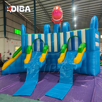 Château plein d'entrain combiné gonflable commercial pour enfants adultes avec toboggan aquatique