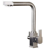 DOGO Robinet de cuisine carré en laiton à 3 voies Mélangeur d'eau chaude et froide avec système d'eau par osmose inverse
