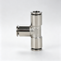 PE Tee Pneumatic Quick Connector Nickel Plated Brass Air Pipe Push Fit Fitting High Pressure Corrosion Resistant PE4/6/8/10/12