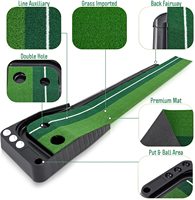 Ensemble d'entraînement au putting de golf miniature intérieur/extérieur pour hommes, green et tapis de putting de golf pour la maison, le bureau, cadeau