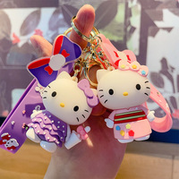 Nouveau porte-clés en silicone créatif en forme de chat de dessin animé pour l'Europe et les États-Unis - Modèle Hello Kitty
