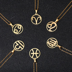 Collana con ciondolo zodiacale in acciaio inossidabile con 12 segni zodiacali personalizzati - Product Image 1