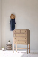 Buffet en bois nordique armoire de rangement chêne naturel bouleau rotin tiroirs accent organique meubles de maison