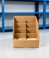 Bac de rangement pliable robuste, biodégradable et recyclable, à façade inclinée, pour entrepôt, en carton ondulé 3-5 couches