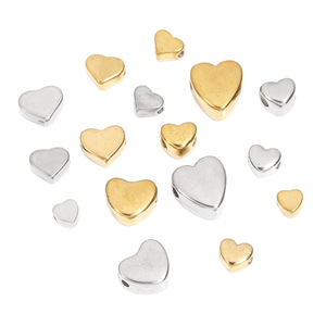 Cuentas espaciadoras en forma de corazón de acero inoxidable, chapadas en oro y plata, para la fabricación de pulseras, accesorios de joyería DIY - Product Image 5