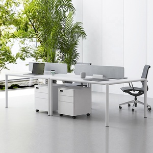 Modular Modern <strong>White</strong> Office Furniture <strong>Desk</strong> Table 2 4 6 8 Person Seater Workstation With <strong>Drawers</strong> - Product Image 2