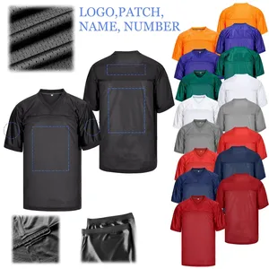 Shorts de football américain de haute qualité en stock, noirs, personnalisables avec logo et nom du club, respirants en maille polyester, unisexe pour adultes - Product Image 1