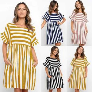 Vestido Maxi con Estampado de Leopardo Dulce, de Venta Caliente Transfronteriza, 2026, de Color Sólido, de Voile y Spandex, Moda Casual - Product Image 1