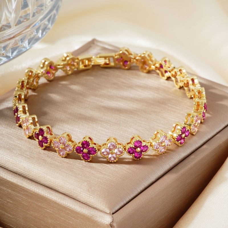 Light Luxury Multicolored Crystal Four Leaf