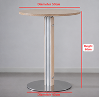 Table de bistrot autoportante en gros avec plateau en bois et base en acier inoxydable pour boutique de détail